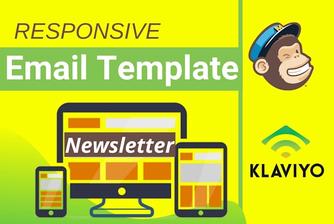 design responsive email template, newsletter in mailchimp and klaviyo