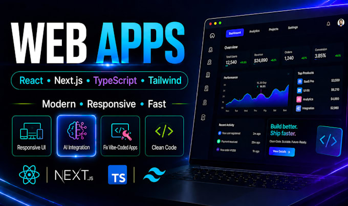 create web apps with react next js typescript  tailwind CSS