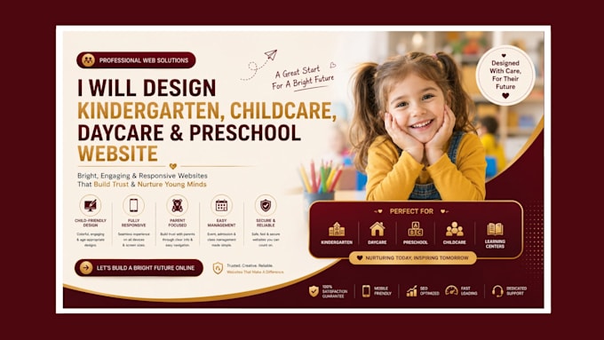 create modern kindergarten or daycare website