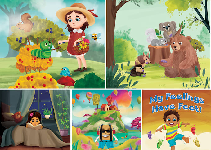 create cute and professional children book illustrations