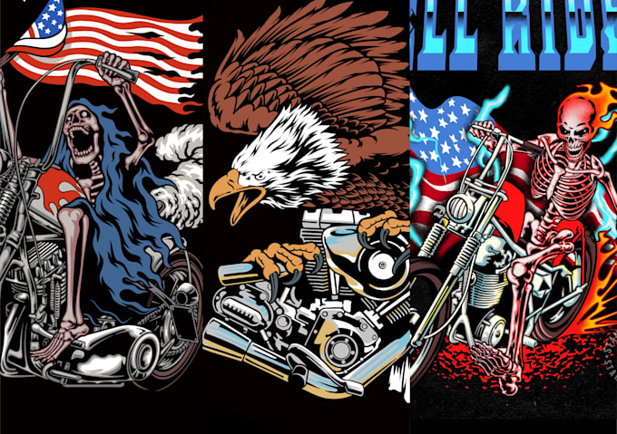 create motorcycle design illustration logo and tshirt