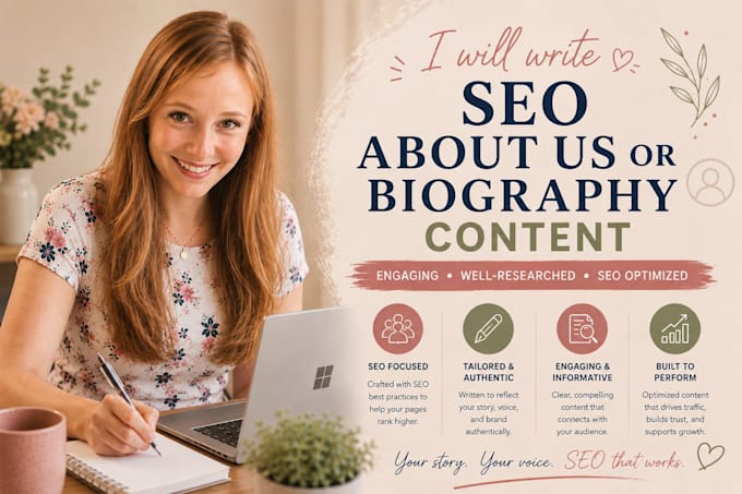write premium, SEO about us or bio content