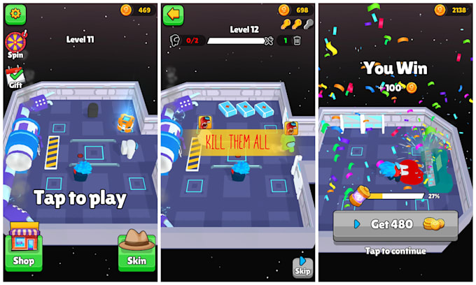 develope 3d hyper casual game using unity for you
