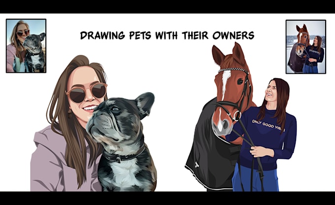 draw vector pet with their owner