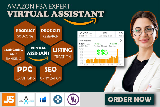 Hire a freelancer to be expert amazon  fba virtual assistant, pl listing ppc VA
