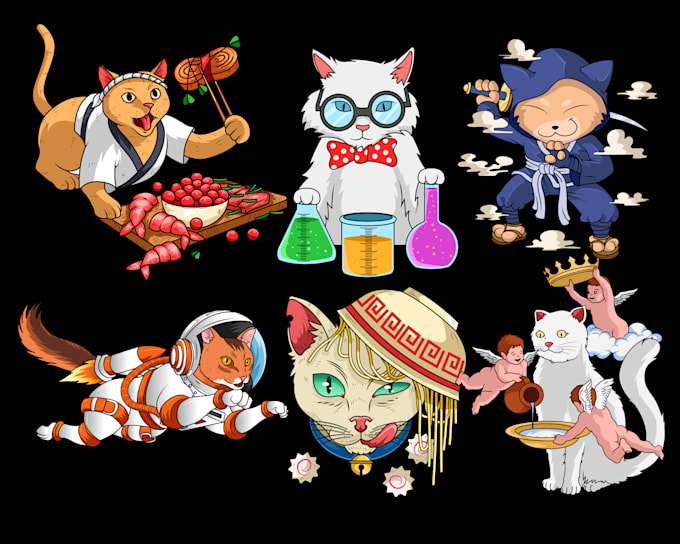 draw you a cartoon cat illustration