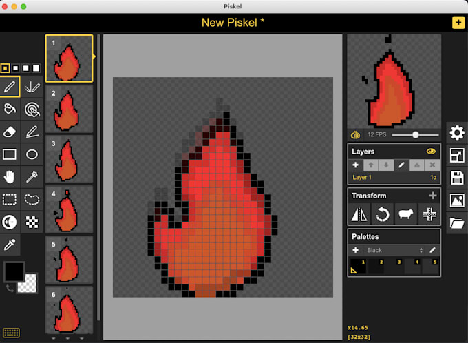 make retro pixel art animation of your choice for your game