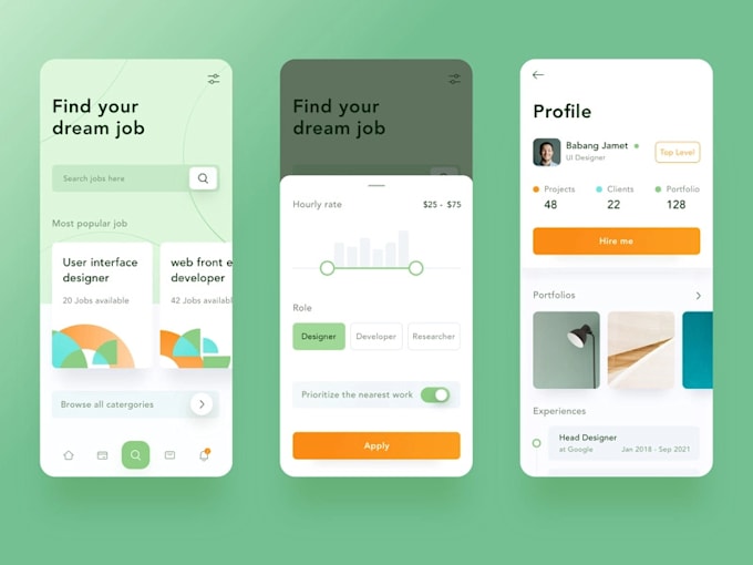 design the job finder mobile app