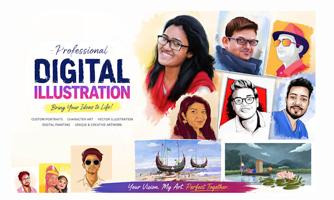 draw a custom digital portrait illustration