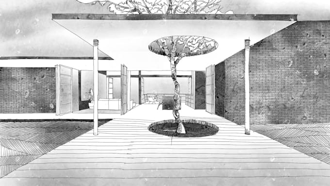 do hand drawn architectural sketches and concept drawings