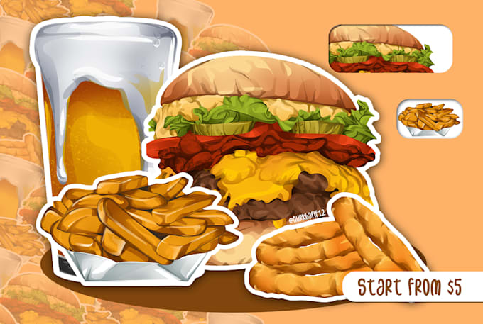 draw food or any object in a realistic, vector cartoon