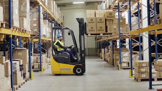 make video mockup as like logistics truck warehouse etc