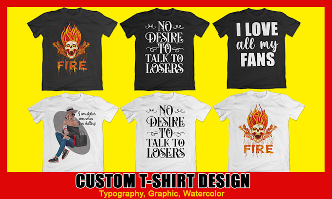 design custom typography and graphic t shirts with trendy streetwear designs