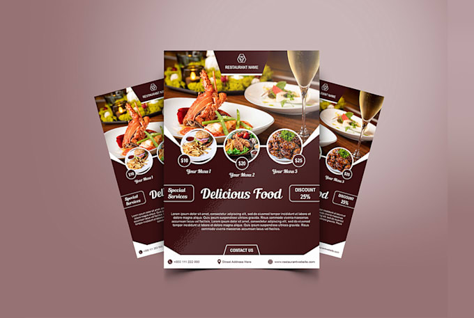 design restaurant menu, food menu, flyer, poster, brochure