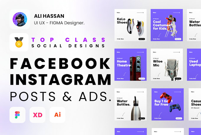 design posts or ads for facebook, instagram in figma
