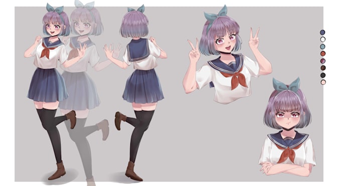 draw your character reference sheet with anime style