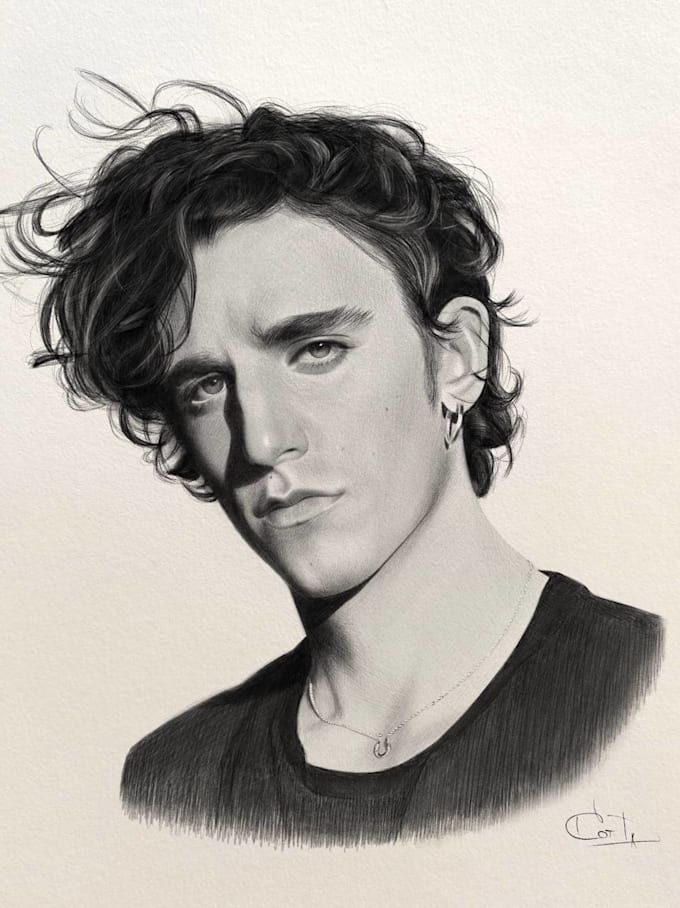 draw custom realistic digital pencil portrait from photo