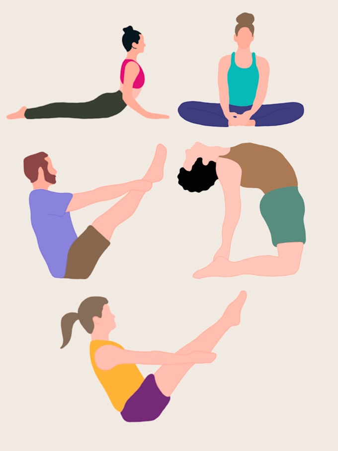 draw flat yoga pose illustration