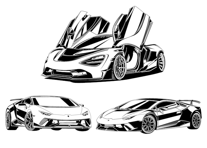 draw your car or truck into vector black and white styles