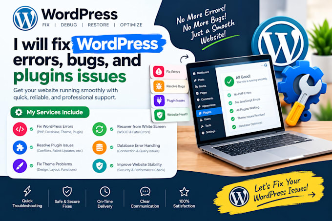 fix wordpress errors, bugs, and plugins issues