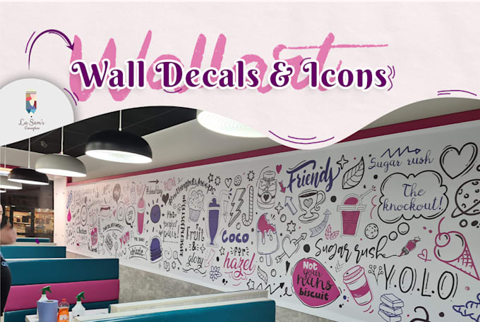 design home, office wall art, doodles, and decals