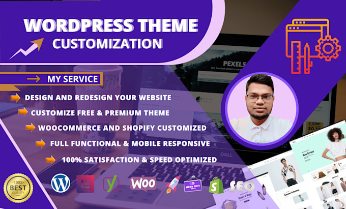 customize rebuild fix issues and build a wordpress website