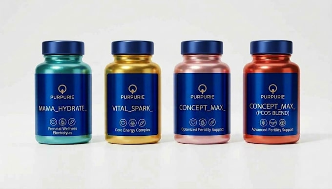 design modern shopify supplement bottle label and 3d mockup