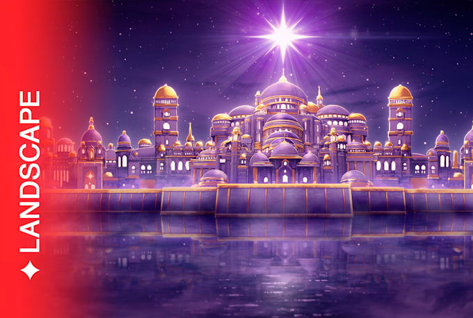draw fantasy background and landscape