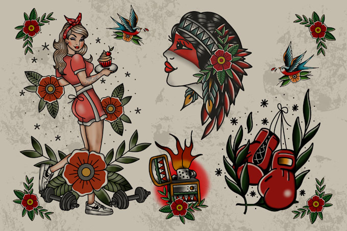 do neo traditional and oldschool tattoo designs