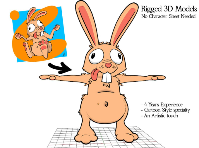 Create a rigged 3d model of any anime or cartoon character by  Jadevoiceovers | Fiverr