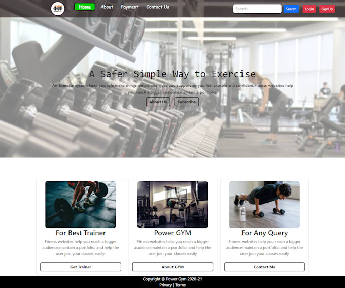 Gym website design using html css javascript by Jerry_98 | Fiverr