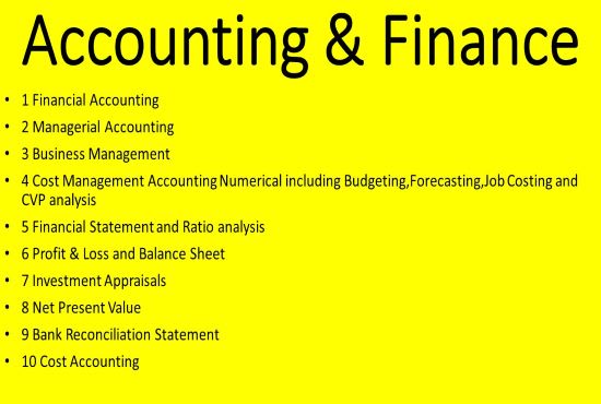 I will do accounting and finance work for you