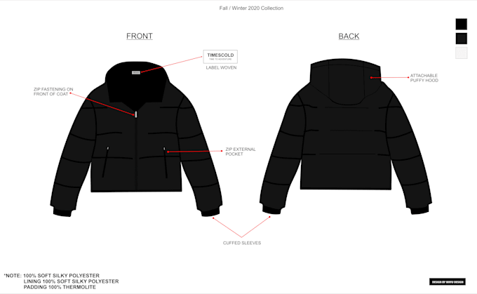 design technical flat sketch or tech pack