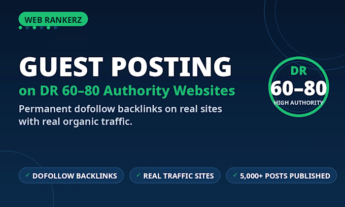 publish guest post on DR 60 to 80 sites with dofollow backlinks
