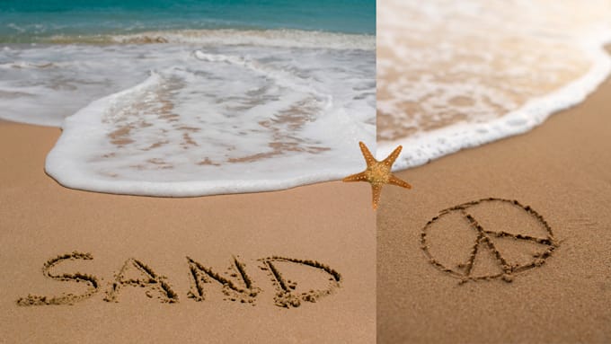 write any message or name on a tropical beach sand