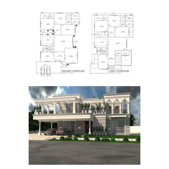make 3d model of house elevation
