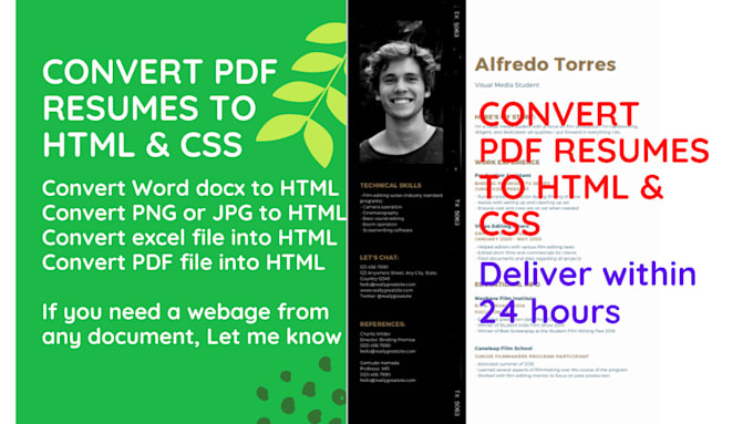 Convert pdf resumes into html and css by Irfan18111071 | Fiverr