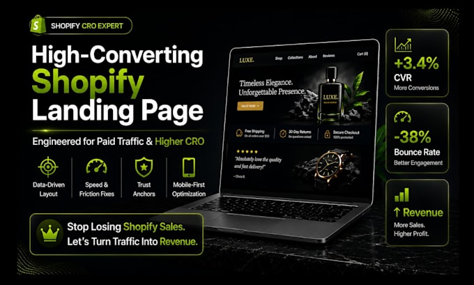 design high converting shopify landing page for cro