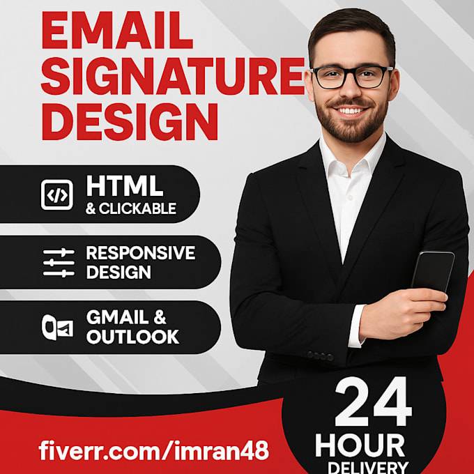 make clickable HTML email signature for gmail, outlook etc