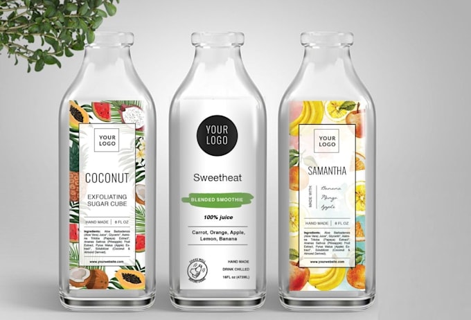 design product label and juice label