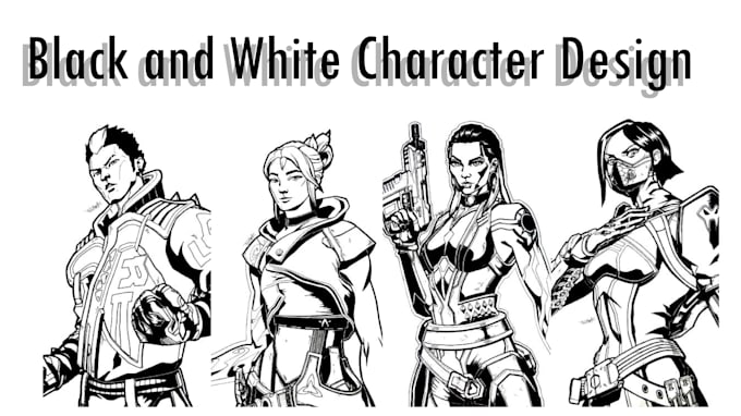 draw black and white characters form valorant
