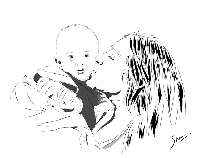 Draw black and white line art your photo in 6 hours by Shanu717 | Fiverr