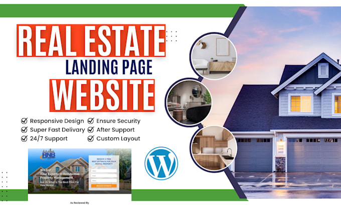 create wordpress real estate landing page or website, squeeze page in 6hrs