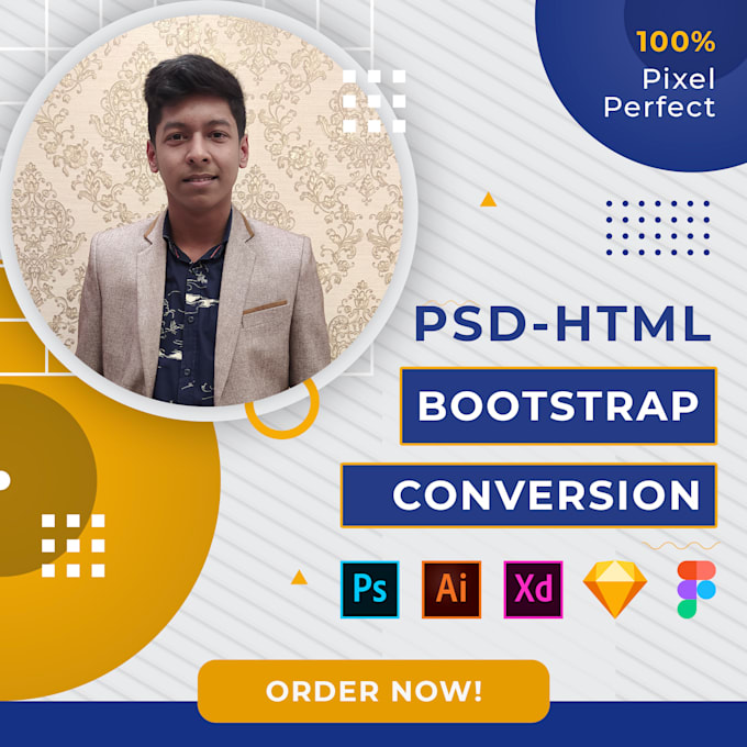 Convert psd to html responsive website design with bootstrap 5 by