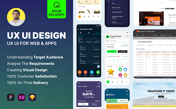 do mobile app UI UX design, website UI UX design in figma