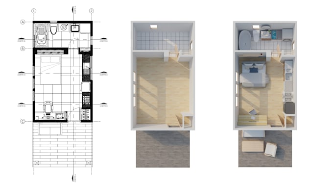 create 3d floor plan with texture and furniture in blender