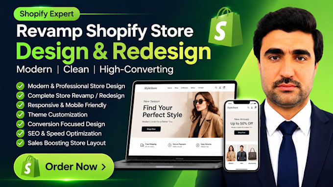 revamp shopify store design and redesign shopify website