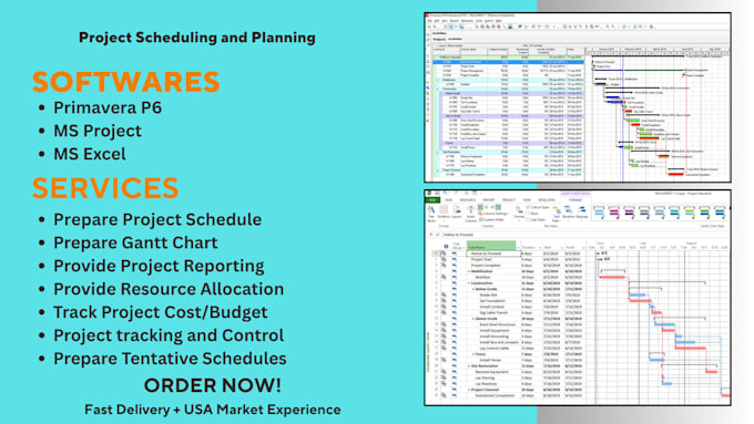 create project schedules, CPM plans, and gantt charts in primavera ms project