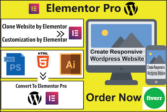 design responsive wordpress website with elementor pro