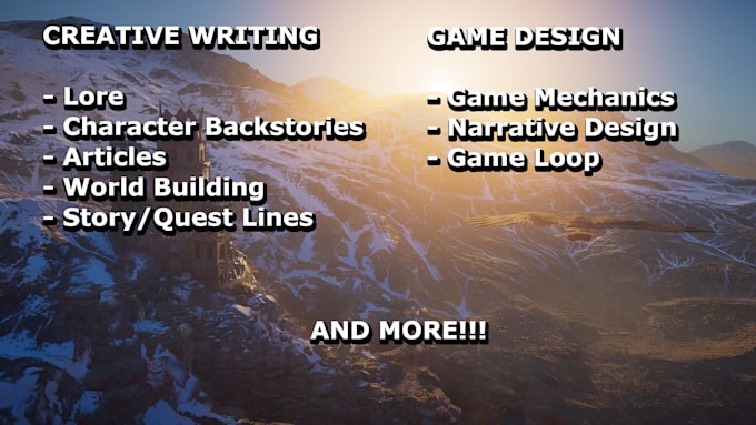 write video game lore and character backstories for you